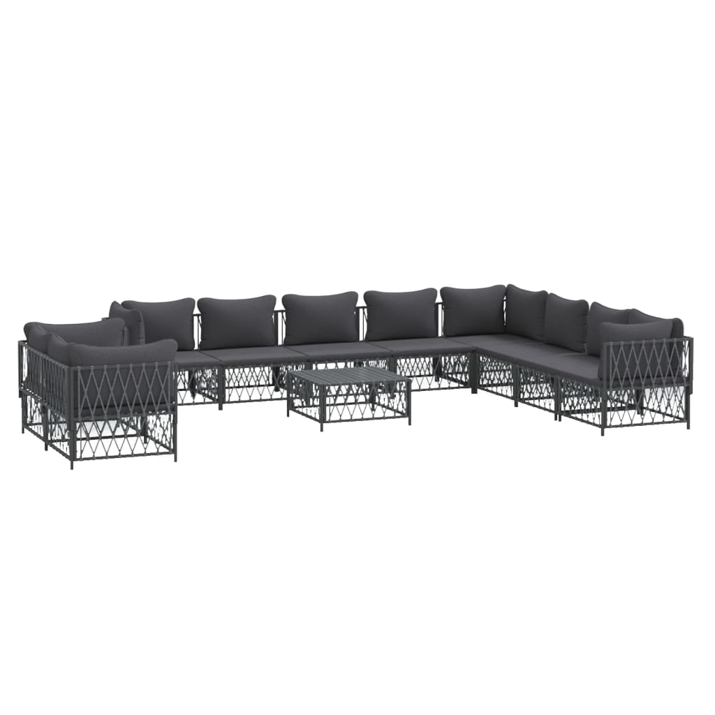 11 Piece Patio Lounge Set with Cushions Anthracite Steel - Soothe Seating