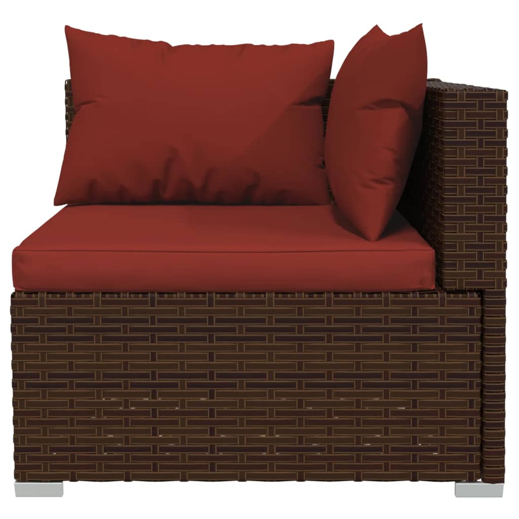 11 Piece Patio Lounge Set with Cushions Brown Poly Rattan - Soothe Seating