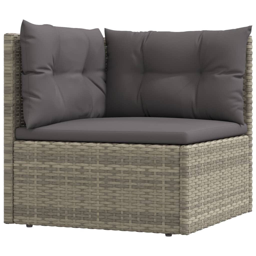 11 Piece Patio Lounge Set with Cushions Gray Poly Rattan - Soothe Seating