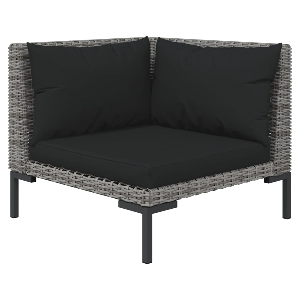 11 Piece Patio Lounge Set with Cushions Poly Rattan Dark Gray - Soothe Seating