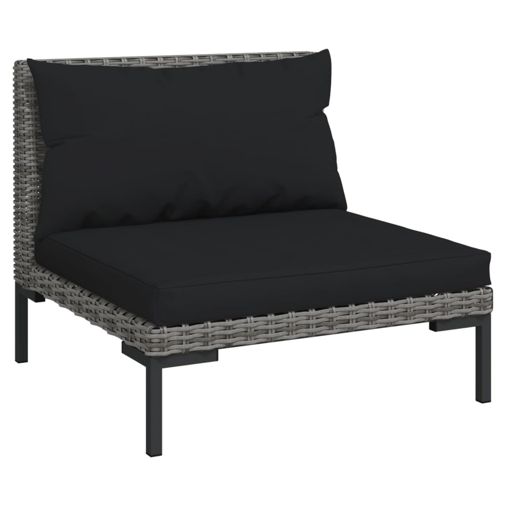 11 Piece Patio Lounge Set with Cushions Poly Rattan Dark Gray - Soothe Seating