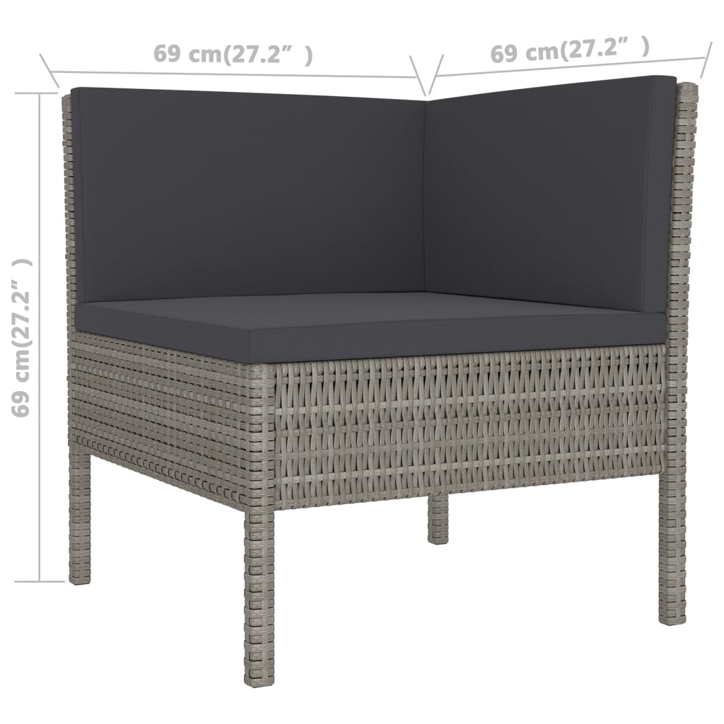 11 Piece Patio Lounge Set with Cushions Poly Rattan Gray - Soothe Seating