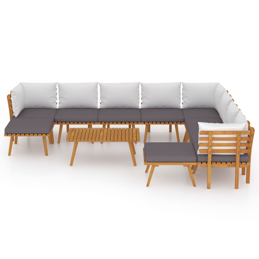 11 Piece Patio Lounge Set with Cushions Solid Acacia Wood - Soothe Seating