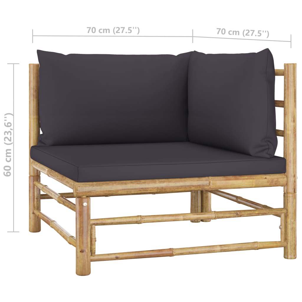 11 Piece Patio Lounge Set with Dark Gray Cushions Bamboo - Soothe Seating