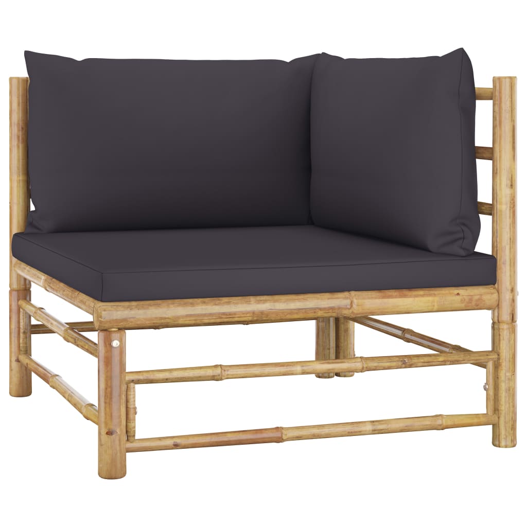 11 Piece Patio Lounge Set with Dark Gray Cushions Bamboo - Soothe Seating