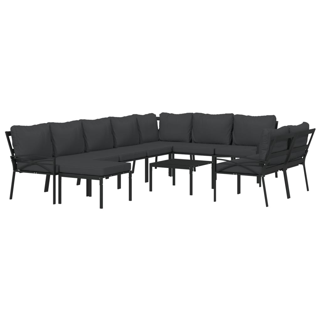 11 Piece Patio Lounge Set with Gray Cushions Steel - Soothe Seating