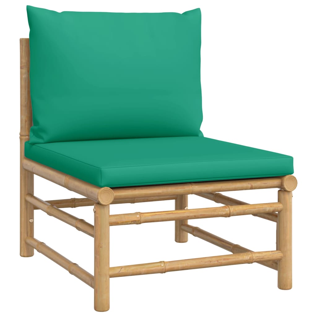 11 Piece Patio Lounge Set with Green Cushions Bamboo - Soothe Seating