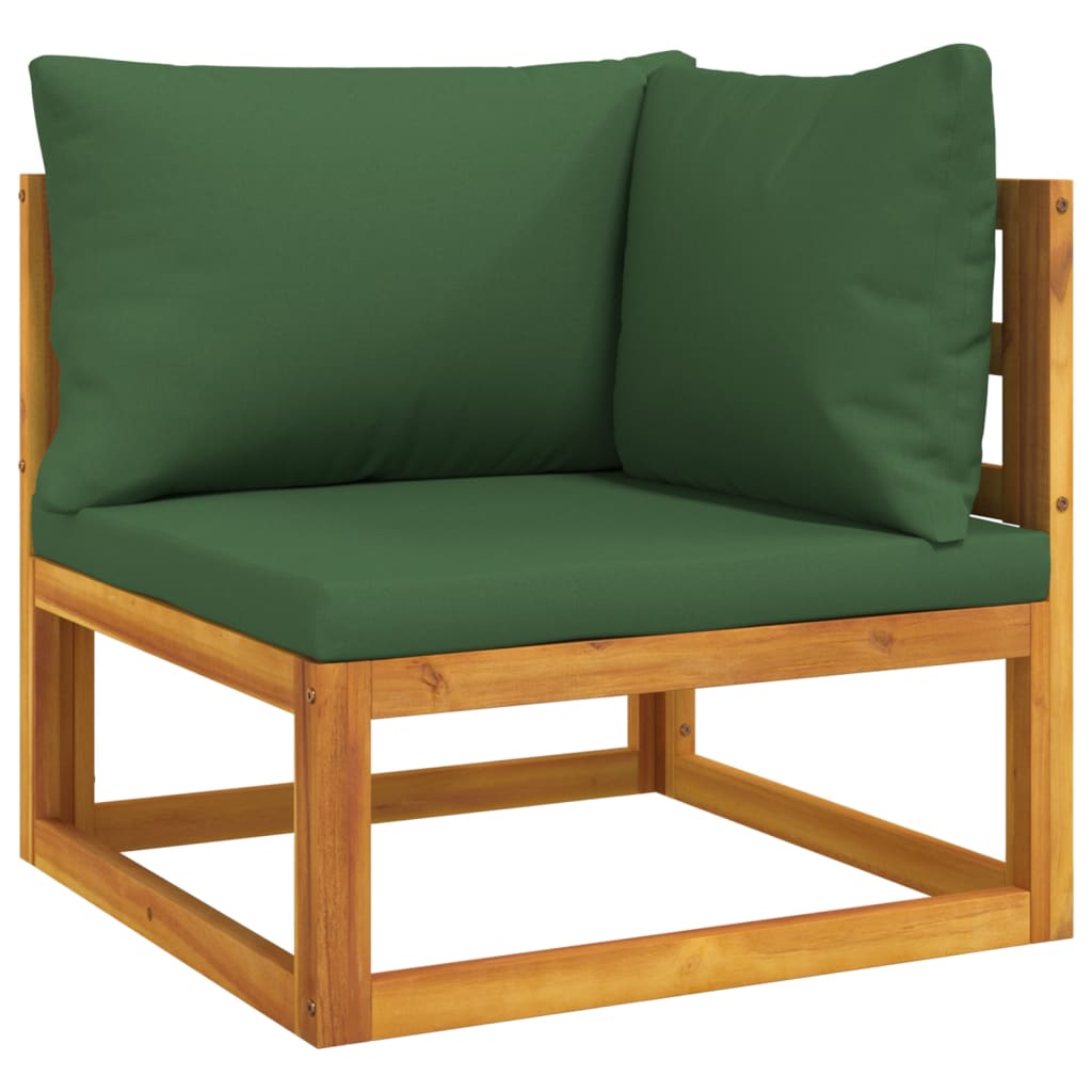 11 Piece Patio Lounge Set with Green Cushions Solid Wood - Soothe Seating