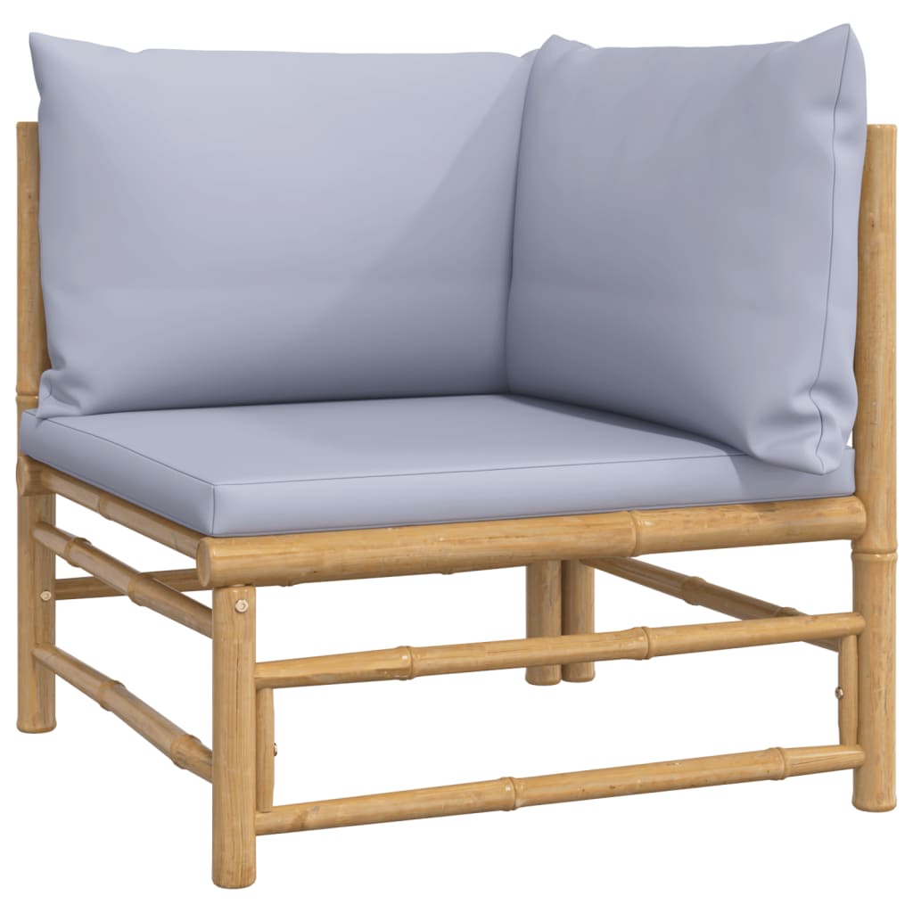 11 Piece Patio Lounge Set with Light Gray Cushions Bamboo - Soothe Seating