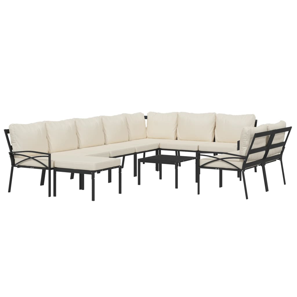 11 Piece Patio Lounge Set with Sand Cushions Steel - Soothe Seating