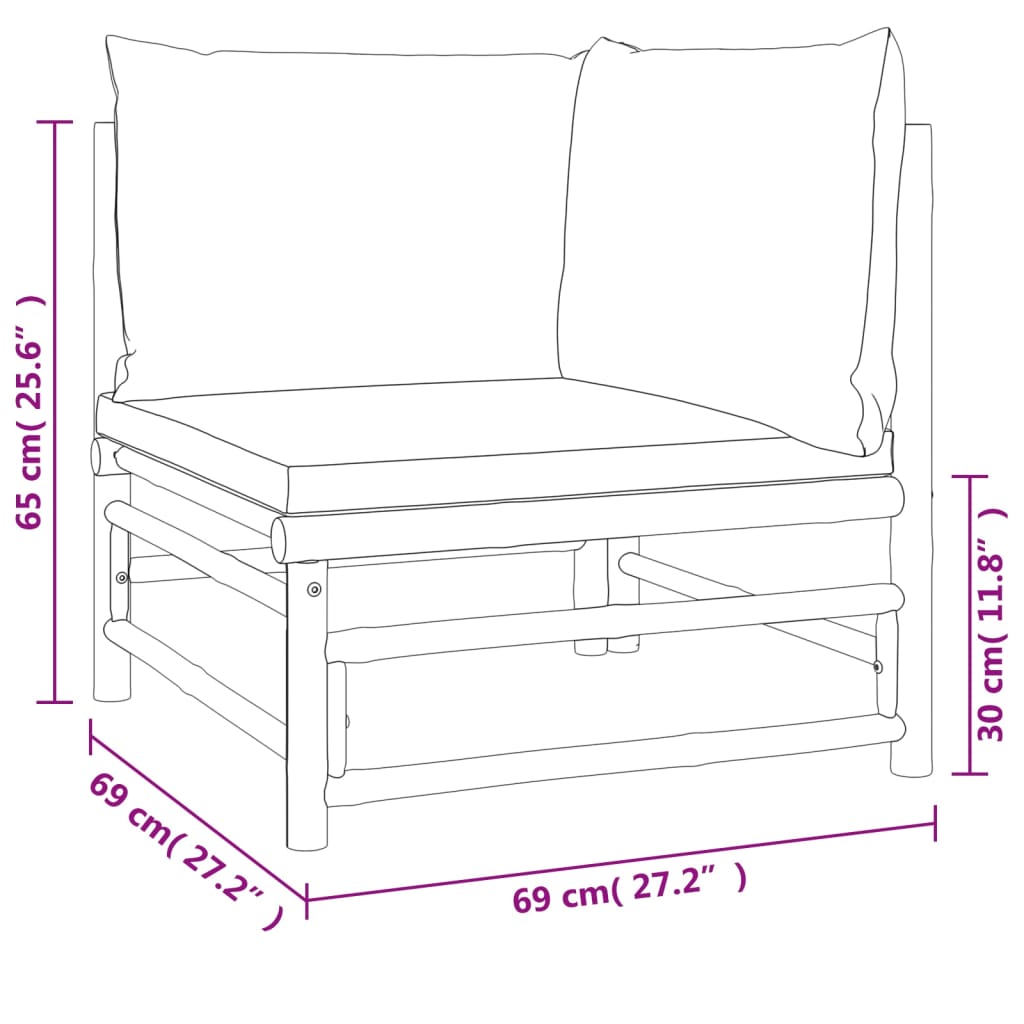 11 Piece Patio Lounge Set with Taupe Cushions Bamboo - Soothe Seating