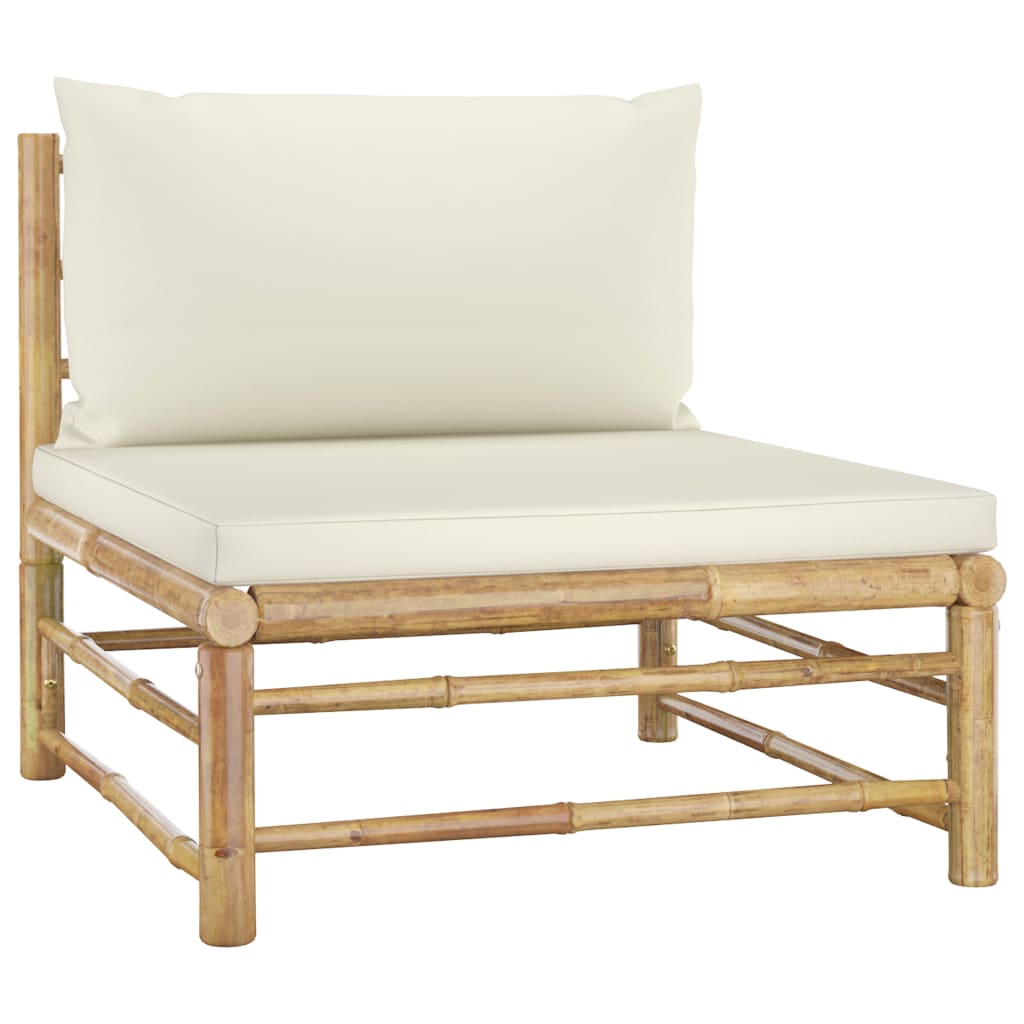 12 Piece Patio Lounge Set with Cream White Cushions Bamboo - Soothe Seating