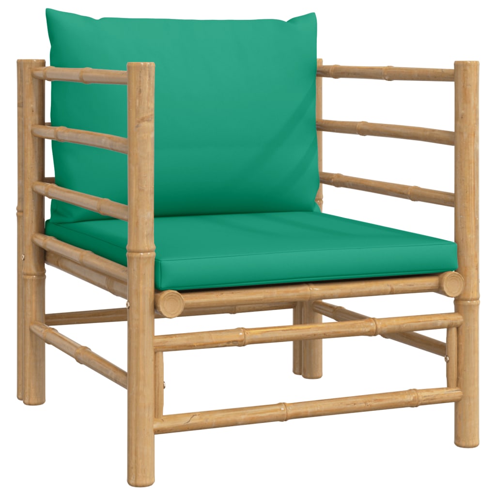 12 Piece Patio Lounge Set with Green Cushions Bamboo - Soothe Seating