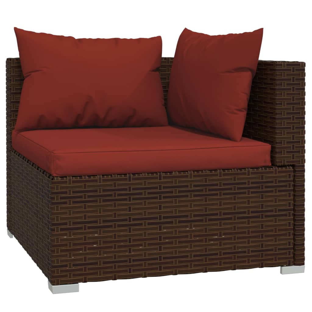 13 Piece Patio Lounge Set with Cushions Brown Poly Rattan - Soothe Seating