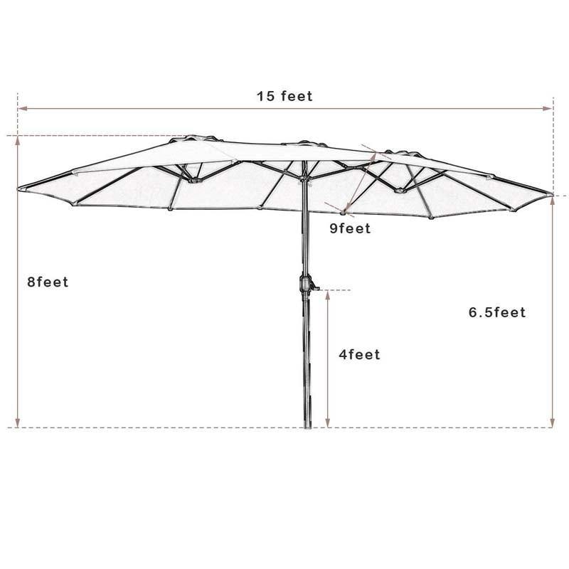 15 FT Double Sided Patio Umbrella with Crank without Weight Base - Soothe Seating