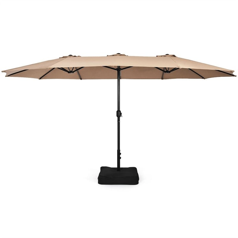 15 FT Double-Sided Twin Patio Umbrella with Umbrella Base for Backyard - Soothe Seating