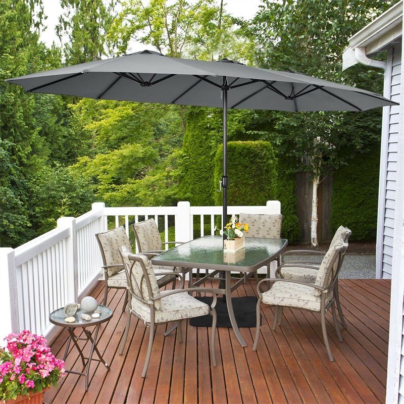 15 FT Double-Sided Twin Patio Umbrella with Umbrella Base for Backyard - Soothe Seating