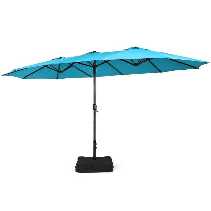 15 FT Double-Sided Twin Patio Umbrella with Umbrella Base for Backyard - Soothe Seating