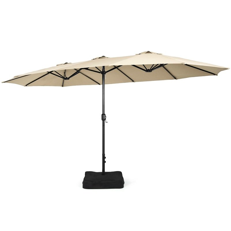 15 FT Double-Sided Twin Patio Umbrella with Umbrella Base for Backyard - Soothe Seating