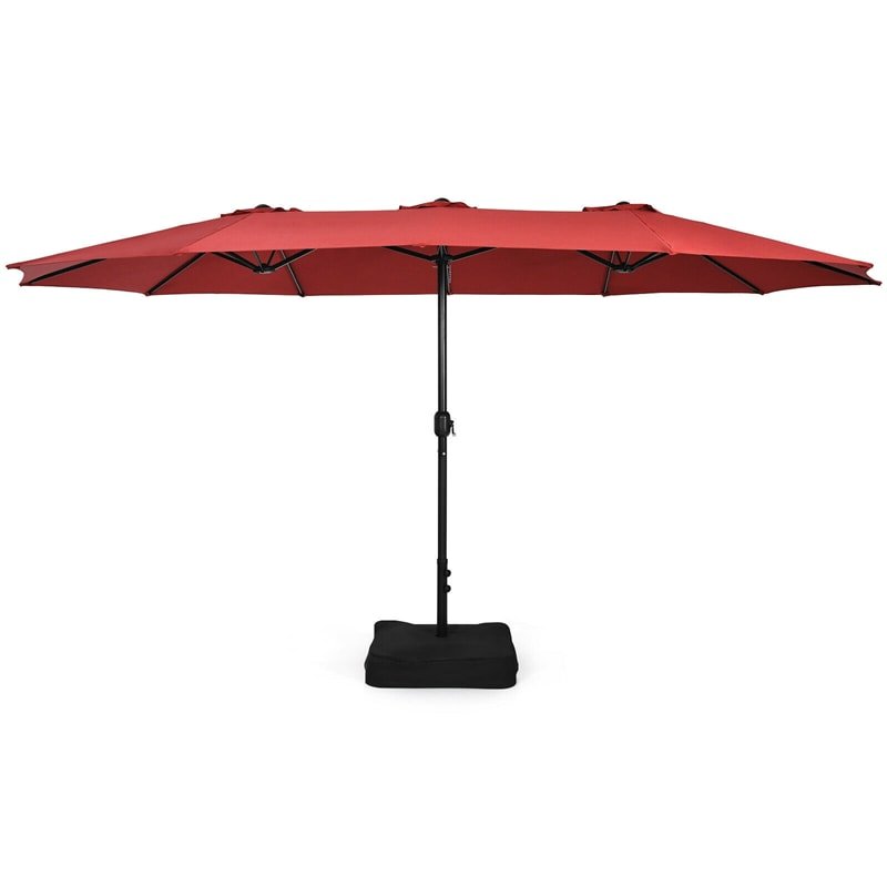 15 FT Double-Sided Twin Patio Umbrella with Umbrella Base for Backyard - Soothe Seating