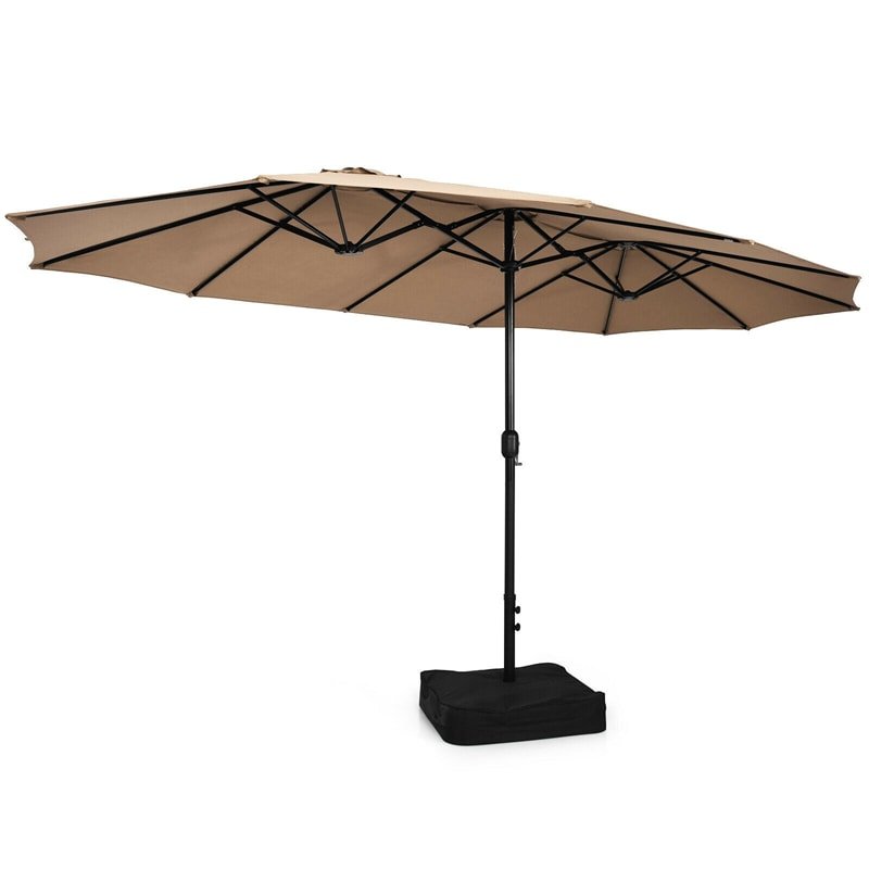 15 FT Double-Sided Twin Patio Umbrella with Umbrella Base for Backyard - Soothe Seating