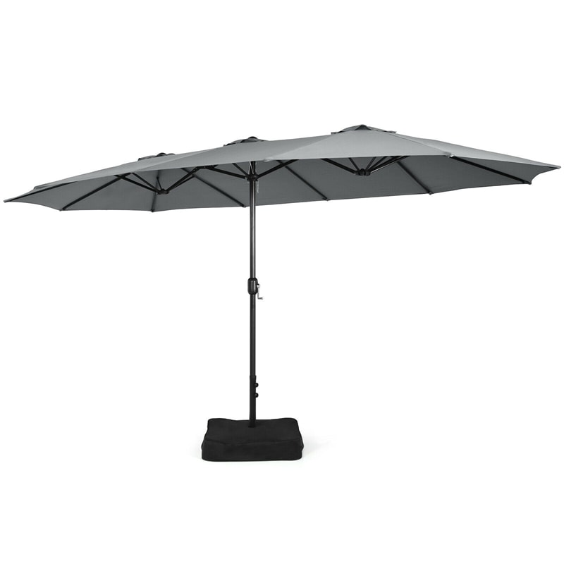 15 FT Double-Sided Twin Patio Umbrella with Umbrella Base for Backyard - Soothe Seating