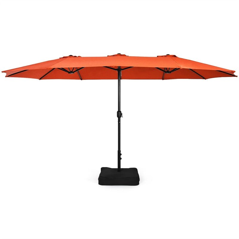 15 FT Double-Sided Twin Patio Umbrella with Umbrella Base for Backyard - Soothe Seating