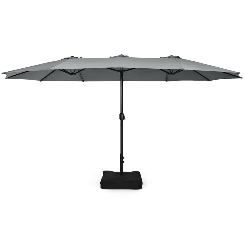 15 FT Double-Sided Twin Patio Umbrella with Umbrella Base for Backyard - Soothe Seating