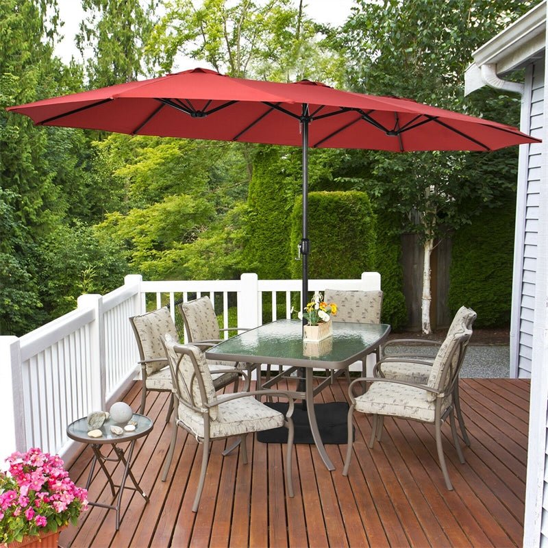 15 FT Double-Sided Twin Patio Umbrella with Umbrella Base for Backyard - Soothe Seating