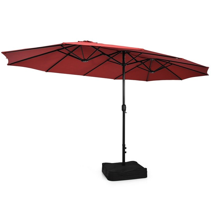 15 FT Double-Sided Twin Patio Umbrella with Umbrella Base for Backyard - Soothe Seating