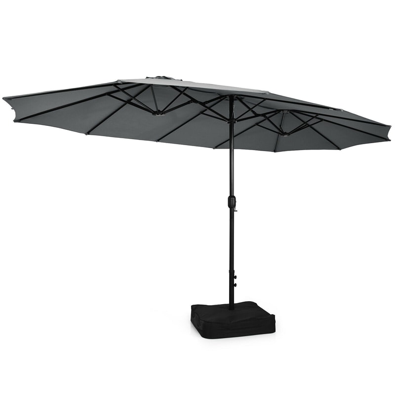 15 FT Double-Sided Twin Patio Umbrella with Umbrella Base for Backyard - Soothe Seating