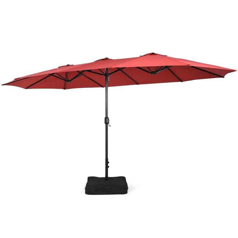 15 FT Double-Sided Twin Patio Umbrella with Umbrella Base for Backyard - Soothe Seating