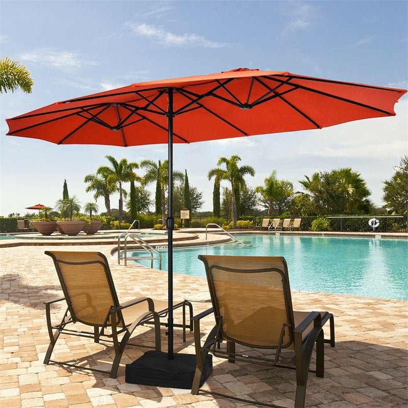 15 FT Double-Sided Twin Patio Umbrella with Umbrella Base for Backyard - Soothe Seating