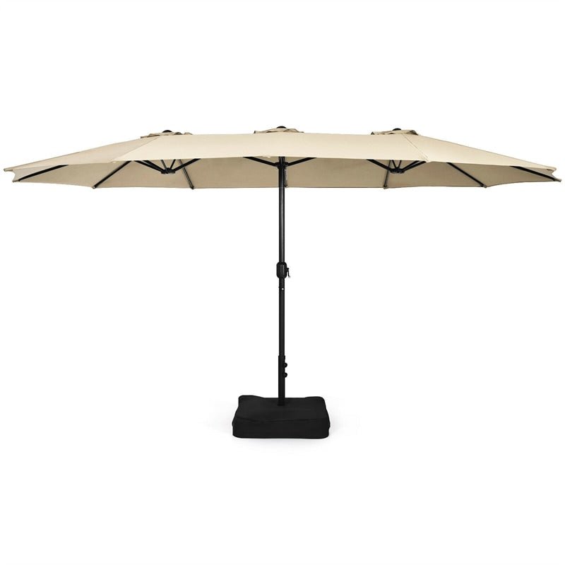 15 FT Double-Sided Twin Patio Umbrella with Umbrella Base for Backyard - Soothe Seating