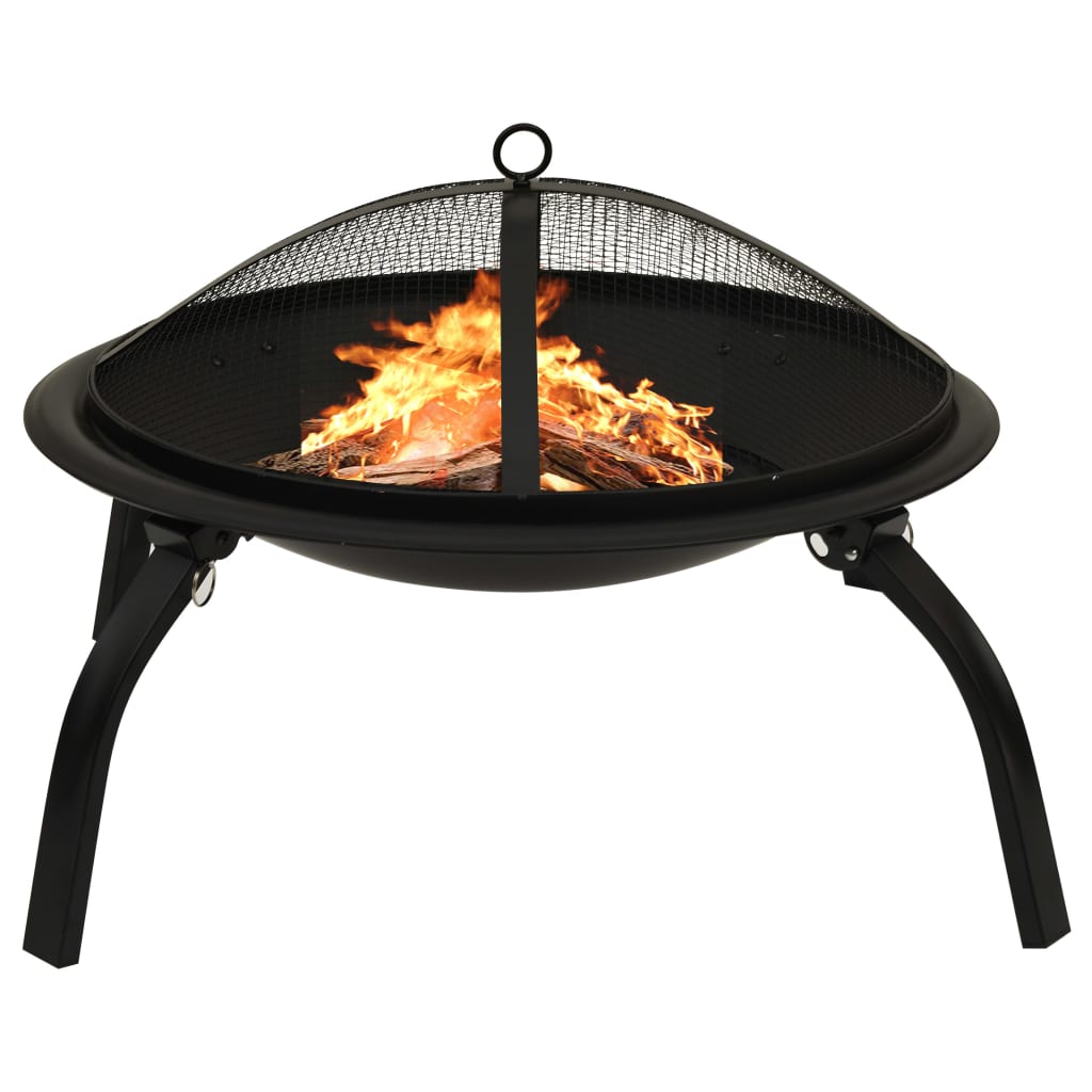 2-in-1 Fire Pit and BBQ with Poker 22"x22"x19.3" Steel - Soothe Seating