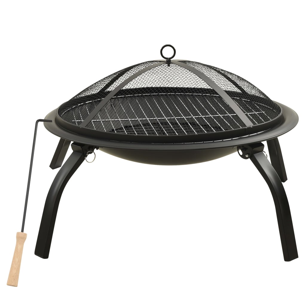 2-in-1 Fire Pit and BBQ with Poker 22"x22"x19.3" Steel - Soothe Seating