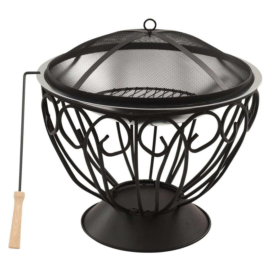 2-in-1 Fire Pit and BBQ with Poker 23.2"x23.2"x23.6" Stainless Steel - Soothe Seating