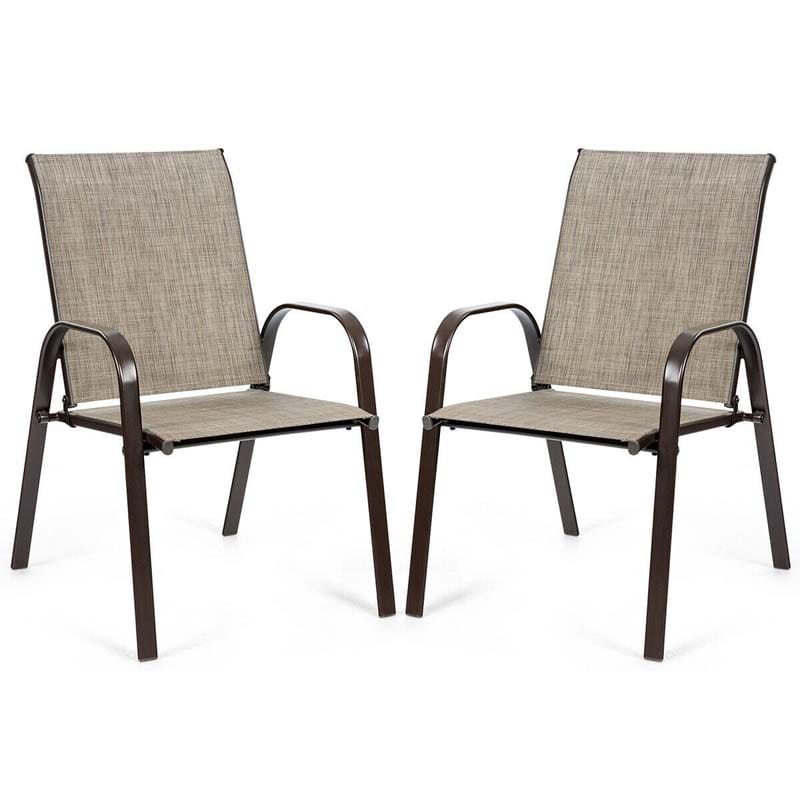 2 PCS Patio Chairs Outdoor Dining Chairs with Breathable Fabric & Steel Frame - Soothe Seating
