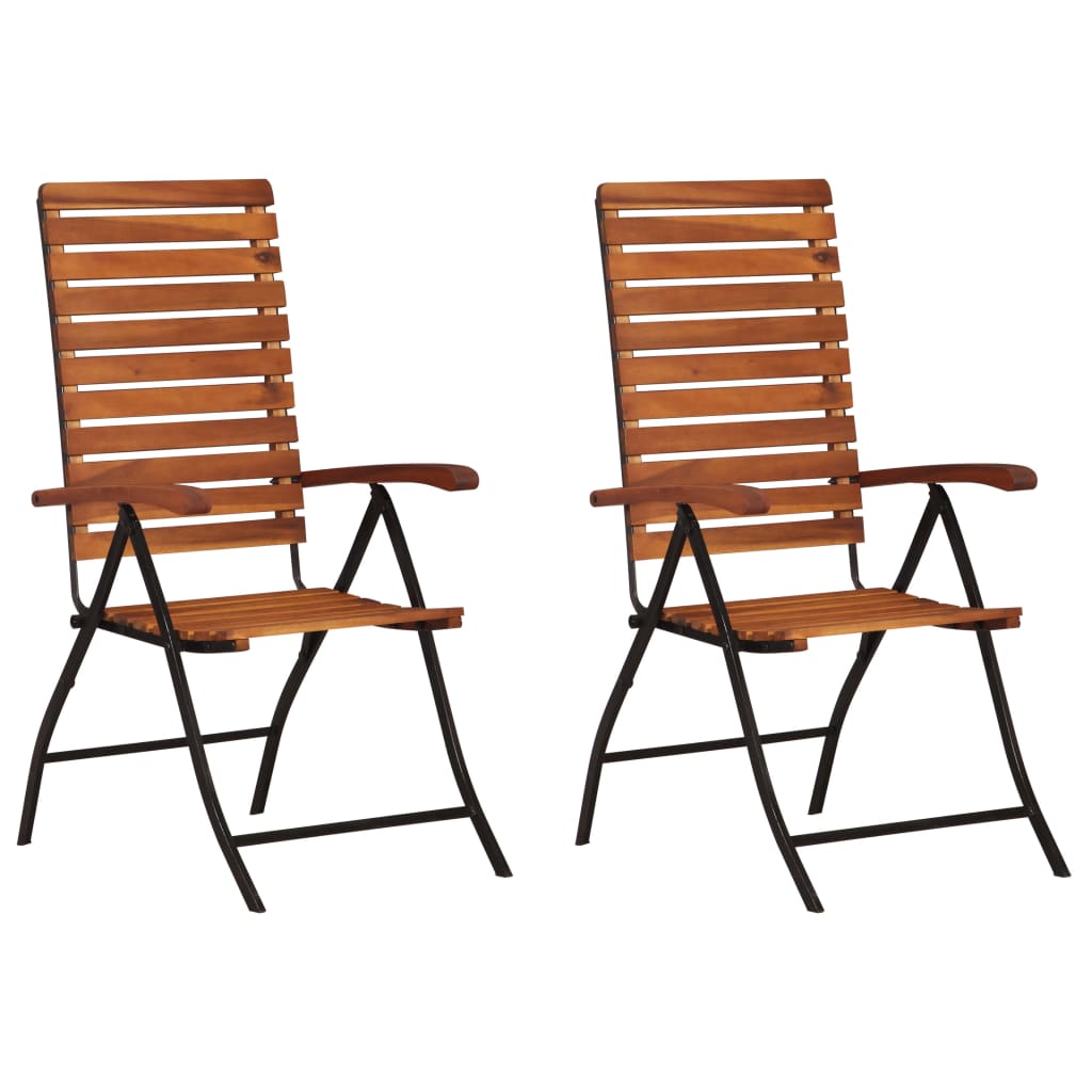 2 pcs Reclining Patio Chairs Solid Wood Acacia - Soothe Seating