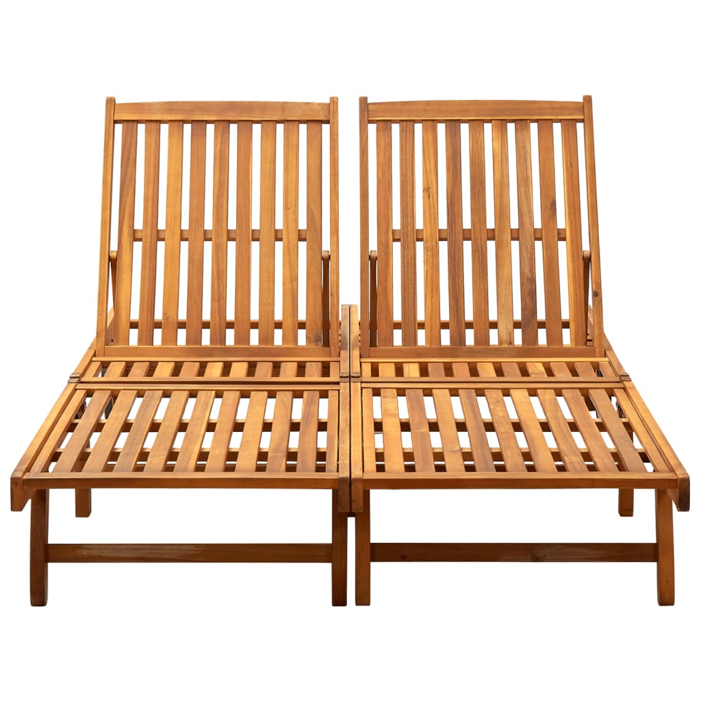 2-Person Sun Lounger Solid Acacia Wood - Soothe Seating