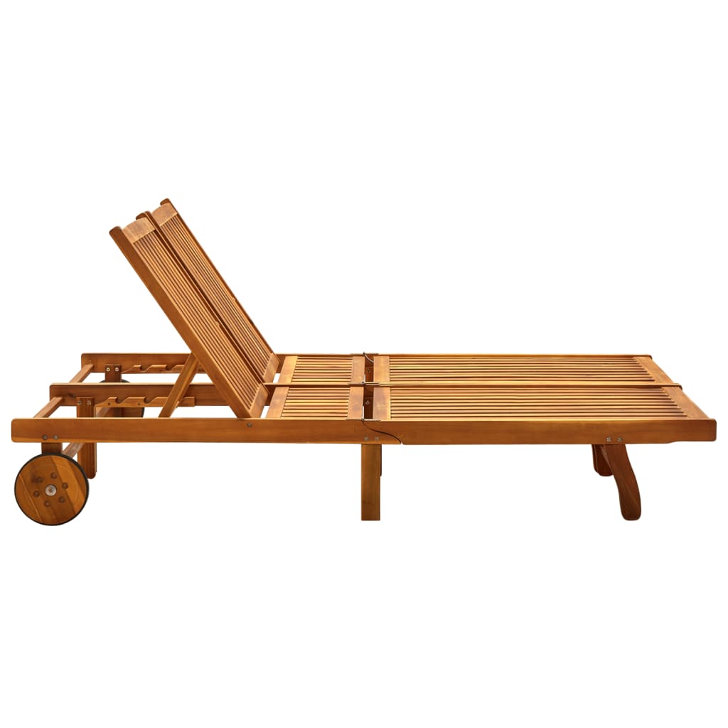 2-Person Sun Lounger Solid Acacia Wood - Soothe Seating