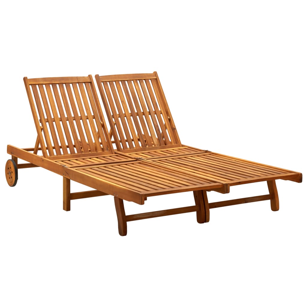 2-Person Sun Lounger Solid Acacia Wood - Soothe Seating