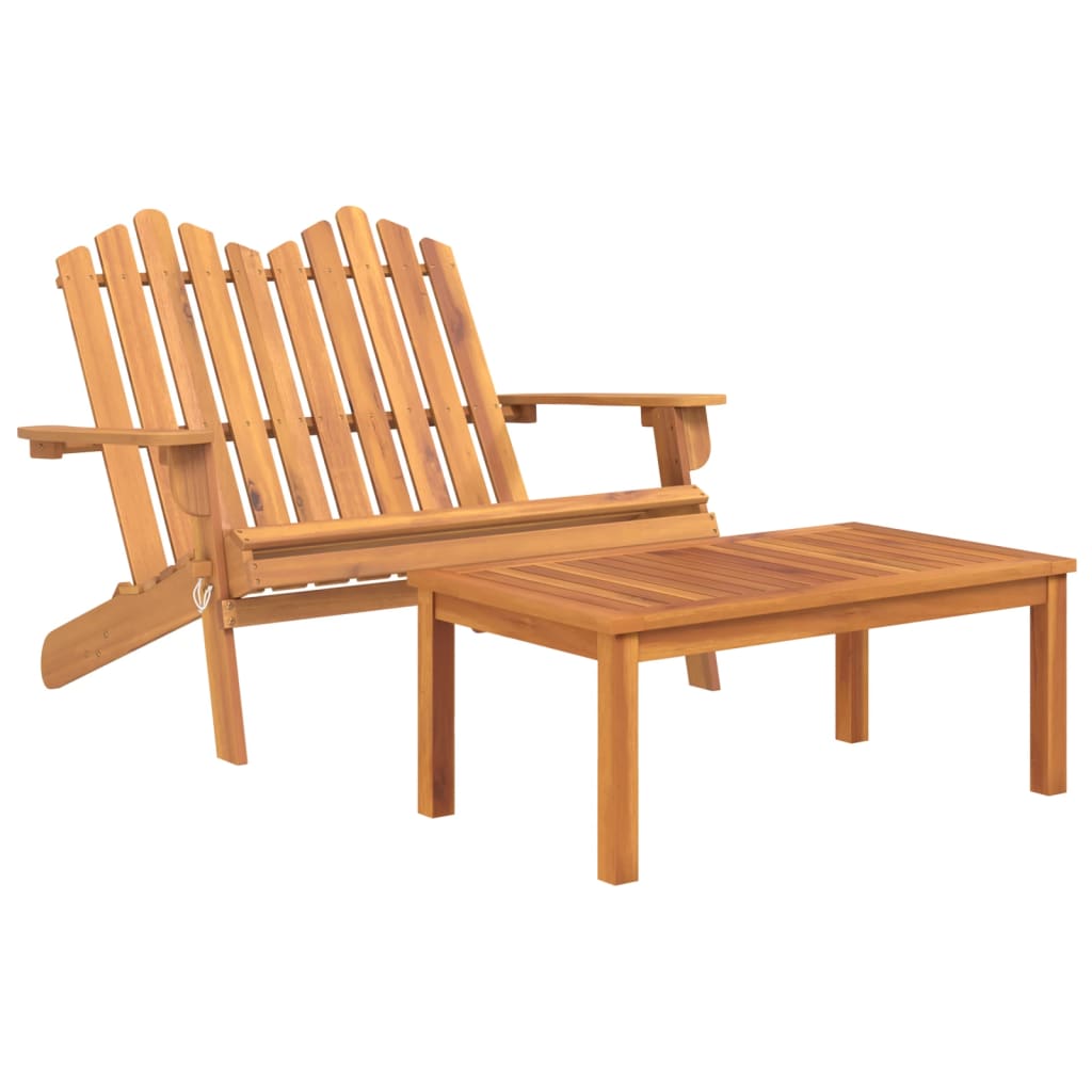 2 Piece Adirondack Patio Lounge Set Solid Wood Acacia - Soothe Seating