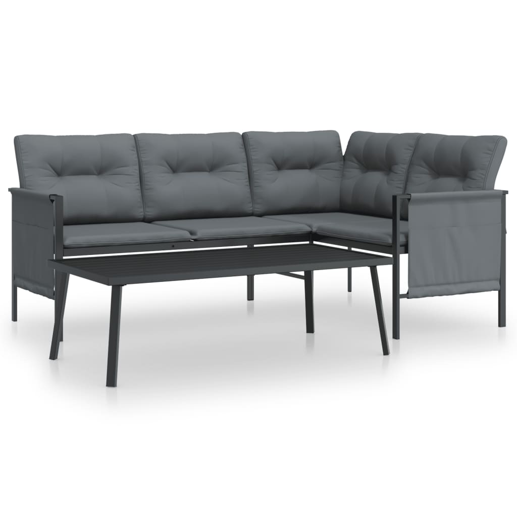 2 Piece Patio Lounge Set Anthracite Steel - Soothe Seating