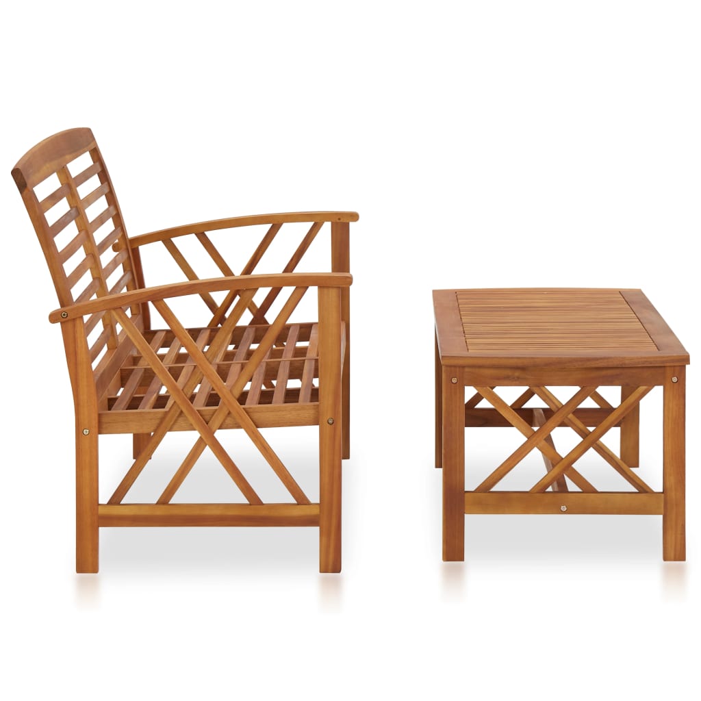 2 Piece Patio Lounge Set Solid Acacia Wood - Soothe Seating