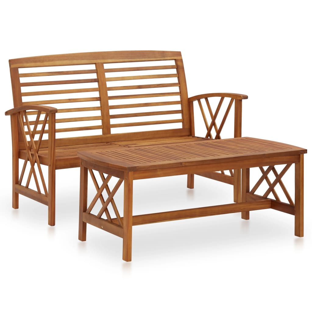 2 Piece Patio Lounge Set Solid Acacia Wood - Soothe Seating