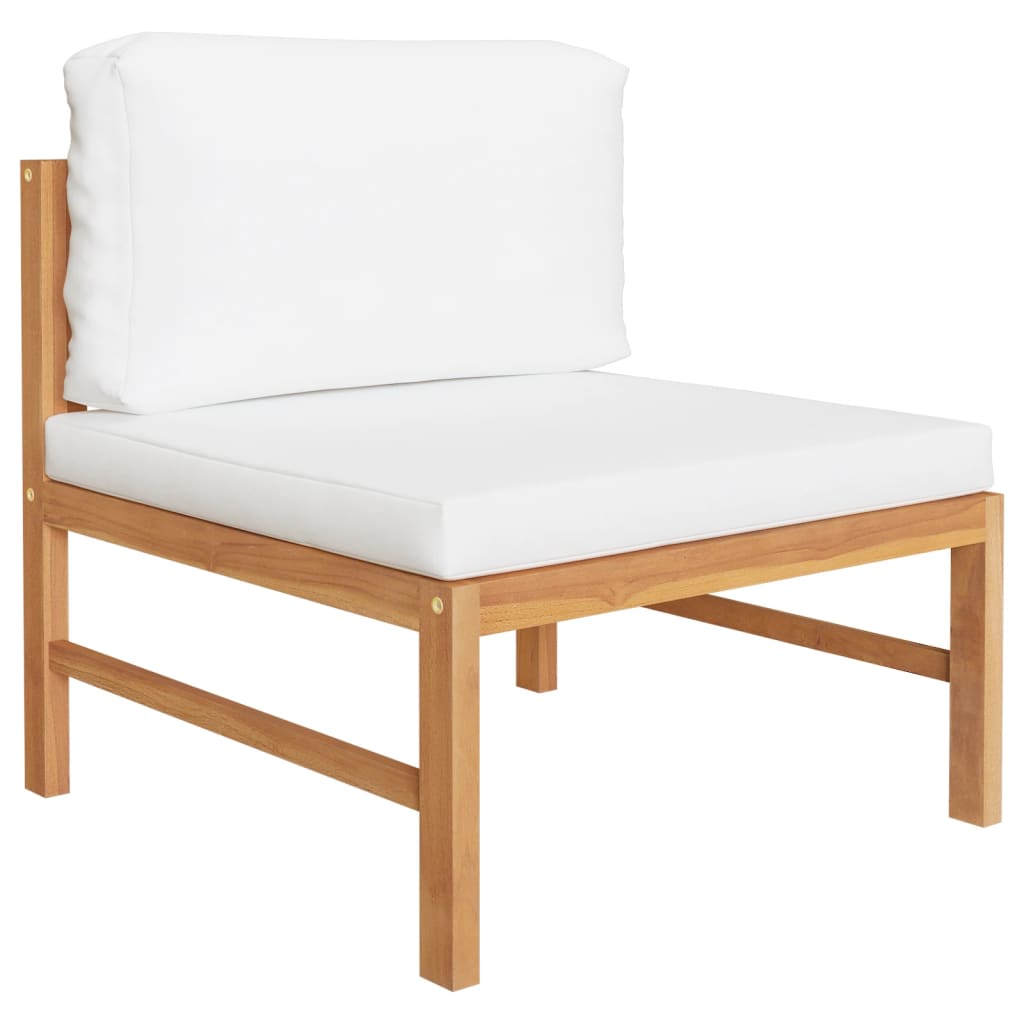 2 Piece Patio Lounge Set with Cream Cushions Teak Wood - Soothe Seating