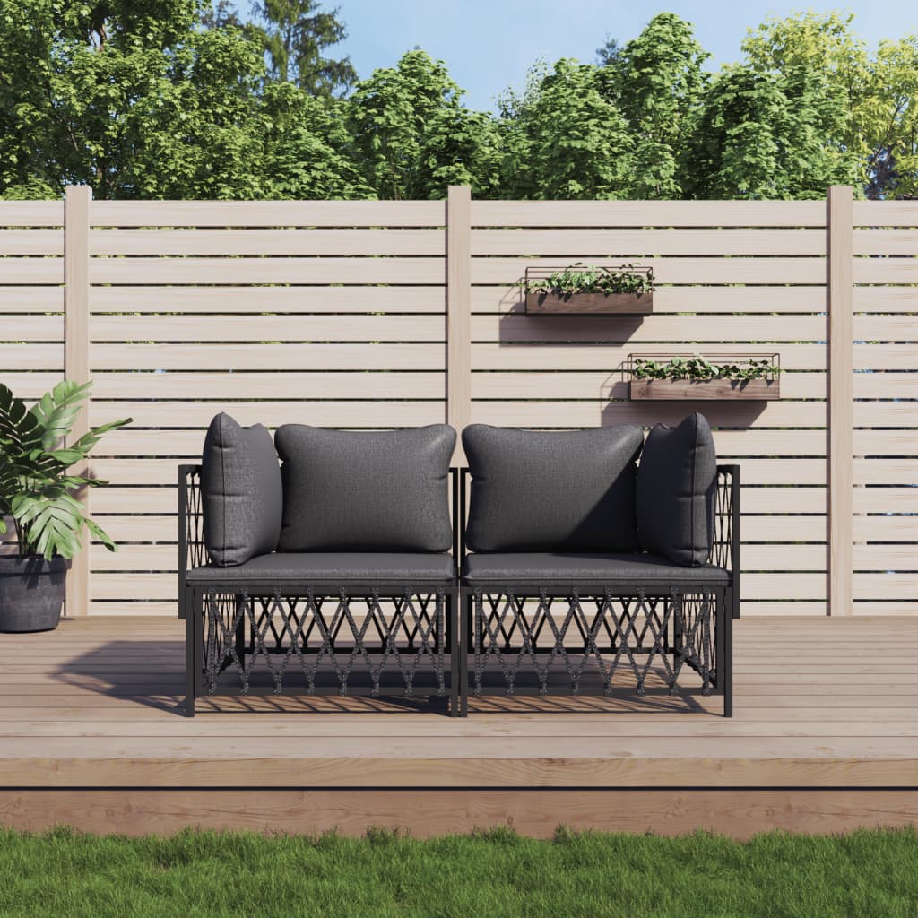 2 Piece Patio Lounge Set with Cushions Anthracite Steel - Soothe Seating