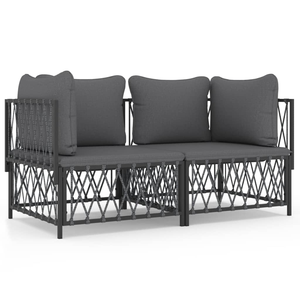 2 Piece Patio Lounge Set with Cushions Anthracite Steel - Soothe Seating