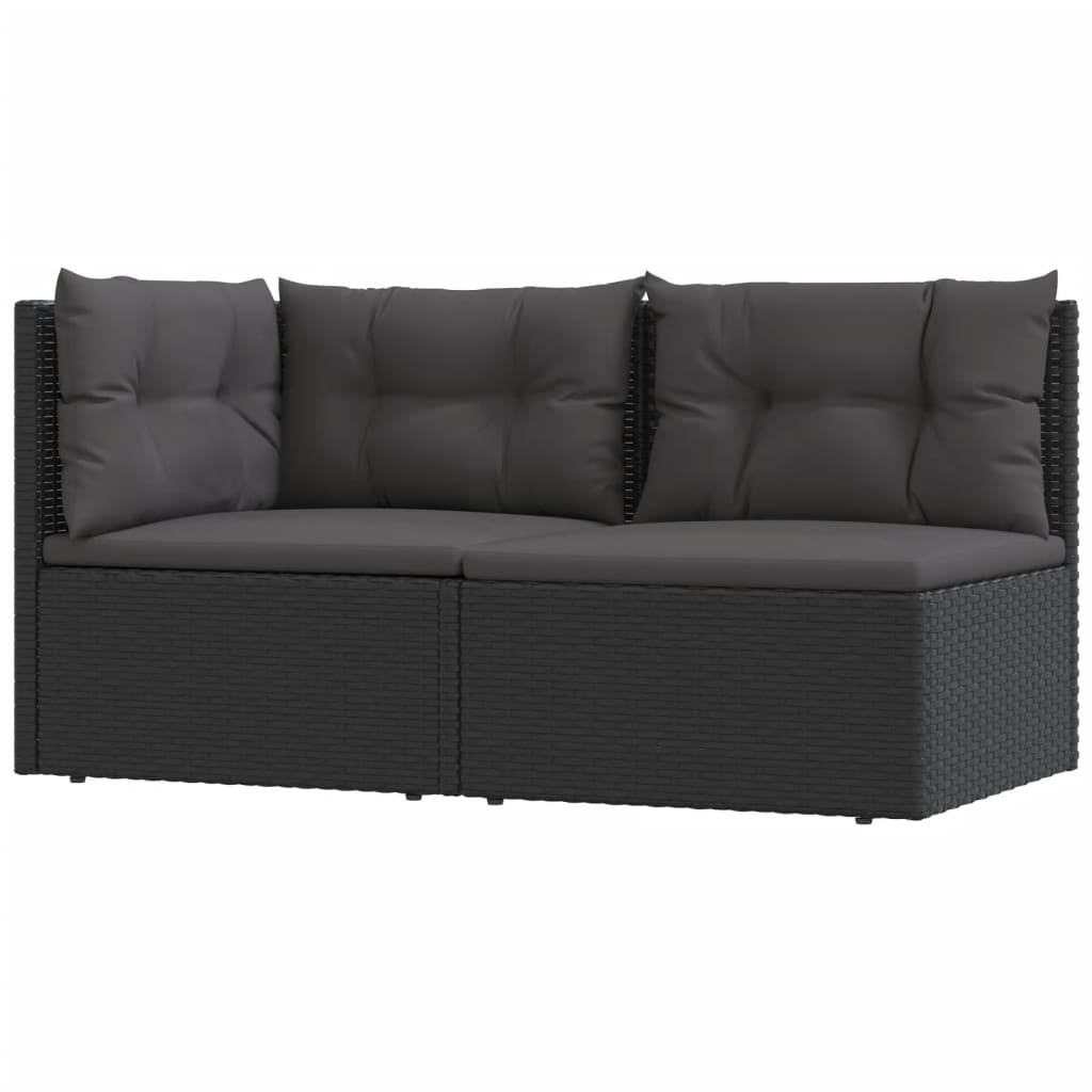 2 Piece Patio Lounge Set with Cushions Black Poly Rattan - Soothe Seating